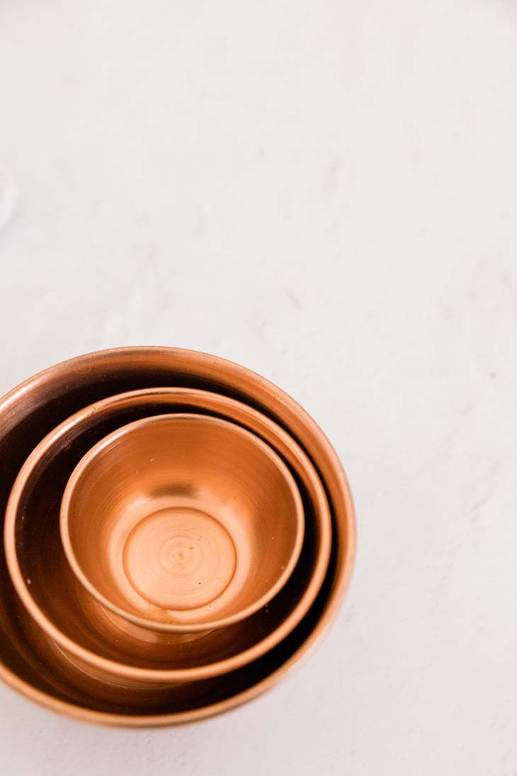 Copper Bowls on White Background